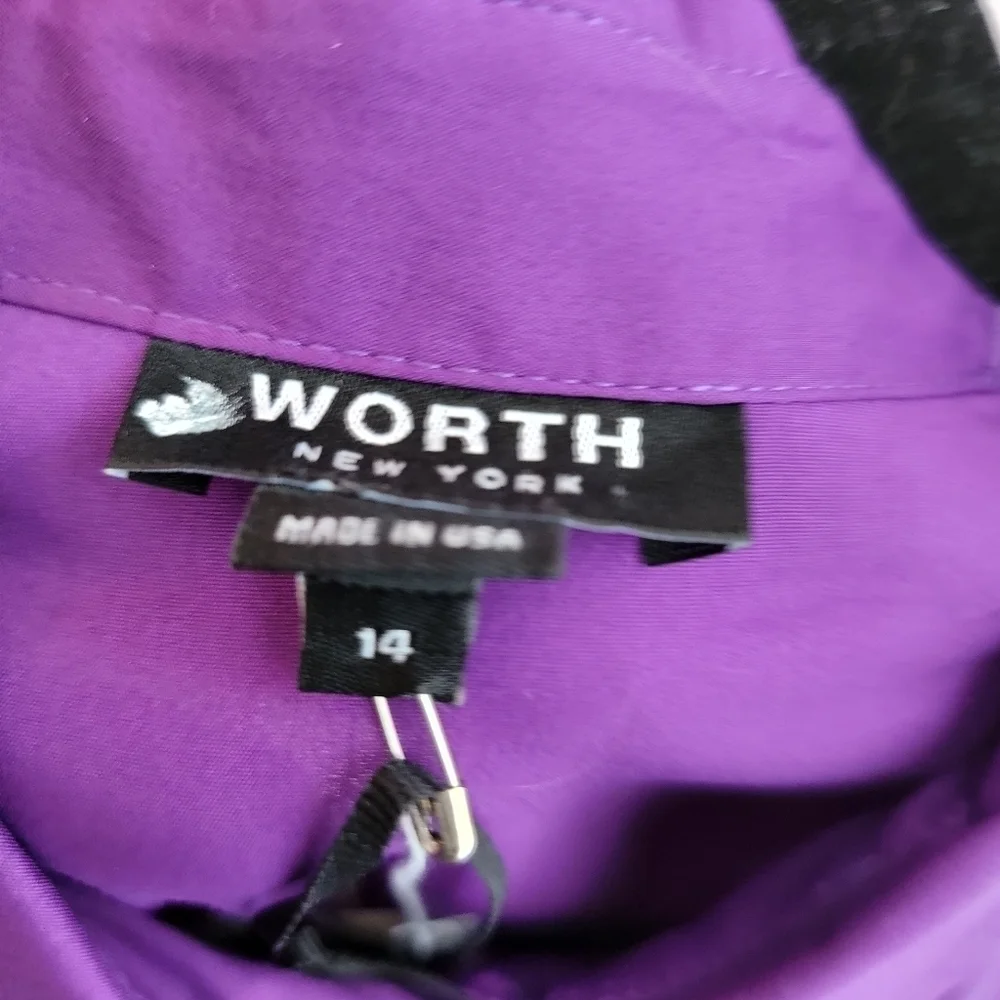 NWOT Worth Purple Button Down Crop Blouse Size 14 - Picture 4 of 5
